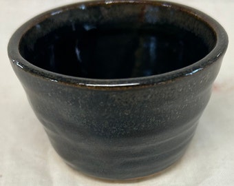 Stoneware Shot Glass - Shiny Black with Gold Traces