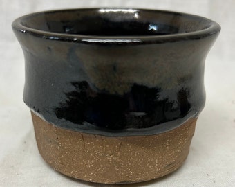 Stoneware Shot Glass Shiny Black Faceted
