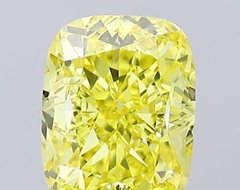 Cushion Cut Fancy Vivid Yellow Lab Grown Diamond | Loose Stone, IGI Certified VVS-VS