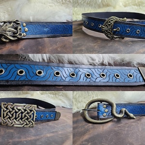 WATER ELEMENTAL Series Leather Fantasy Belt w/ Antique Brass Hardware - Limited Run of 100 - Lifetime Guarantee!!