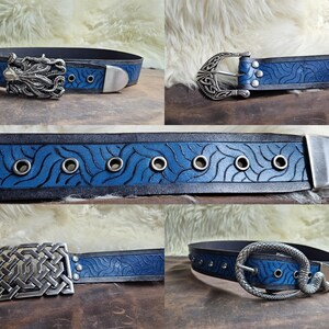 WATER ELEMENTAL Series Leather Fantasy Belt w/ Antique Nickel Hardware - Limited Run of 100 - Lifetime Guarantee!!