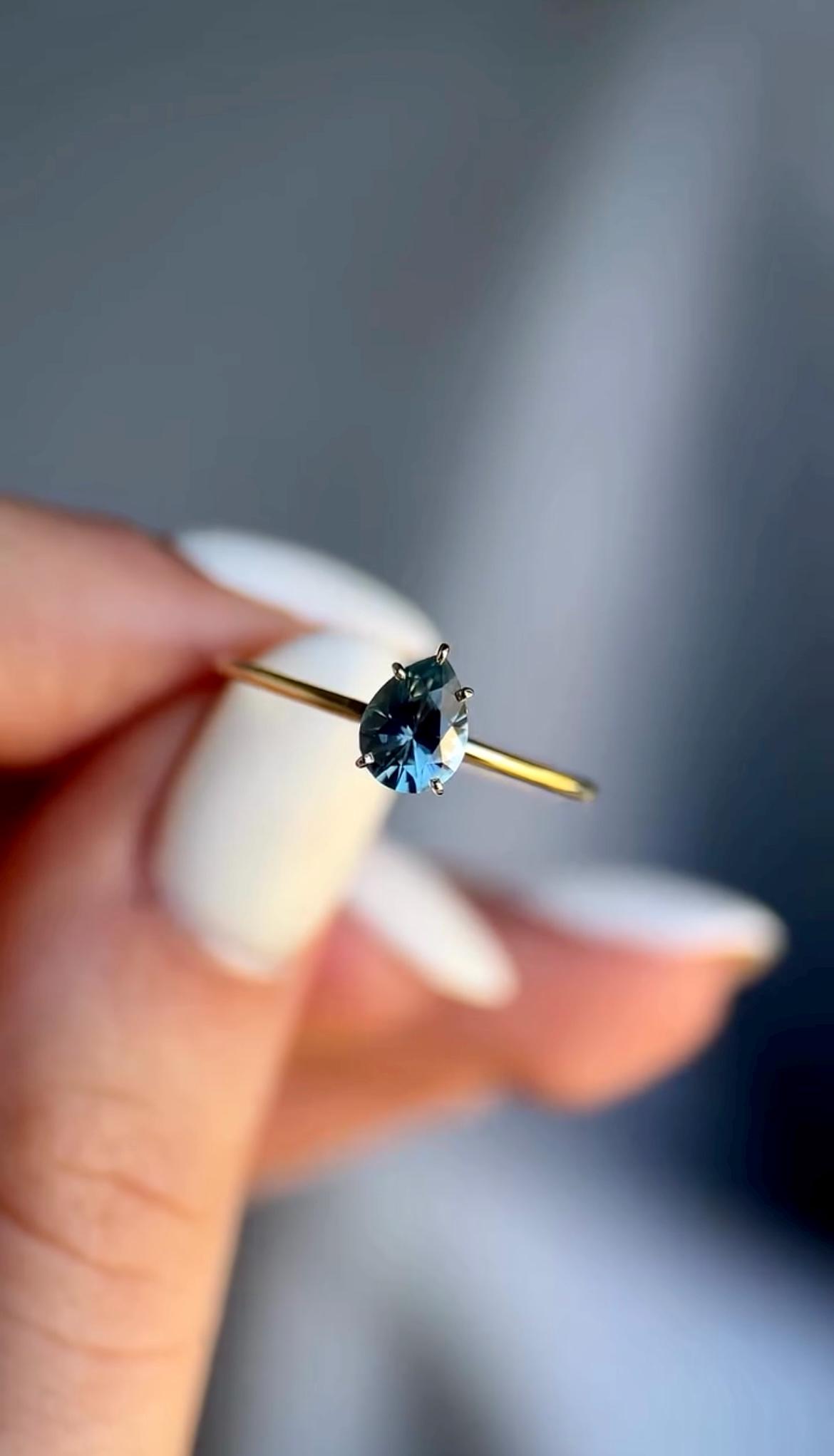 Aqua Blue Montana sapphire ring, Pear Cut sapphire engagement ring, Aqua blue sapphire engagement ring, Solitaire ring Gift For Her