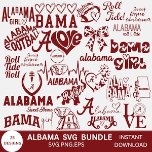 Alabama svg png bundle,Roll tide svg,Alabama football svg,Alabama sign svg,Instant Digital Download,State Silhouette,Football Sports Svg