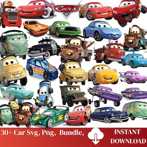 Lightning McQueen PNG Bundle: Cars Movie Clipart, Sublimation & Stickers
