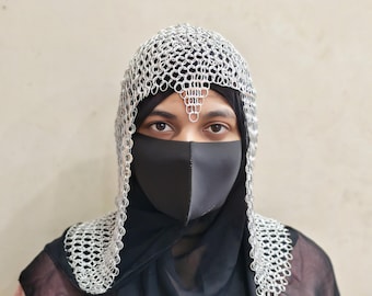 Lightweight Aluminum Chainmail Coif Hood, Silver Medieval Renaissance Armor Headpiece