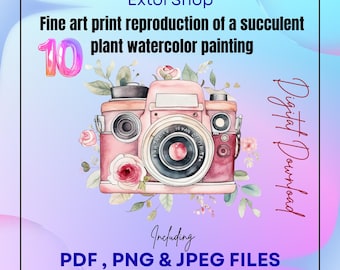 10 Aquarellgemälde mit Sukkulenten | PNG, JPG, PDF | Kunstdruck | Botanische Wandkunst | Extol Shop | Digitaldruck | Sofortiger digitaler Download