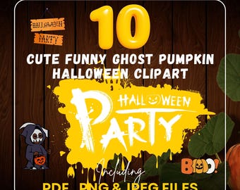 10 süße lustige Geisterkürbis Halloween Clipart l PNG JPG PDF l Extol Shop l Digitaldruck l sofortiger digitaler Download