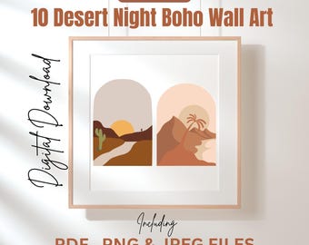 10 Wandbilder für Wüstennacht | PNG, JPG, PDF | Abstrakte Bögen, Erdtöne, Himmelsmotiv | Extol Shop | Digitaldruck | Sofortiger Download