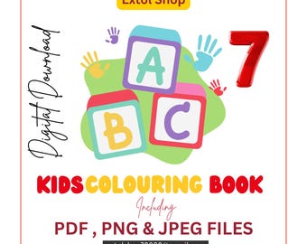 7-seitiges Malbuch für Kinder | PNG, JPG, PDF | Malbuch für Kinder | Lustige Seiten | Extol Shop | Digitaler Druck | Sofortiger digitaler Download