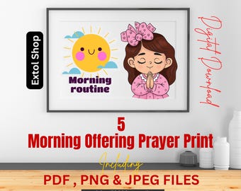 5 tägliche Morgengebete zum Ausdrucken | PNG, JPG, PDF | Gebetswandbild | Digitaldruck | Wanddekoration | Sofortiger digitaler Download