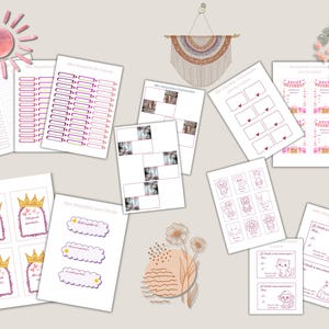 Étiquettes école et anniversaire fille : crayons, cartable, bonbons & copines, printable à imprimer avec amour