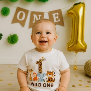 Personalized Safari Birthday Shirt: Wild One Jungle Animals T-Shirt