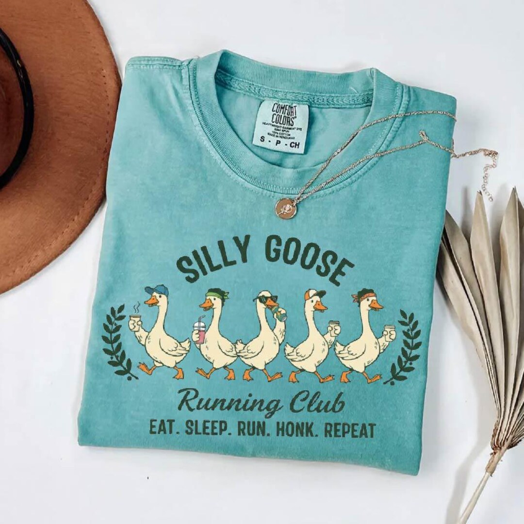 Silly Goose Racing Silly Goose Running Club Shirt, Funny Runner Graphic Tee, Cute Animal ...
