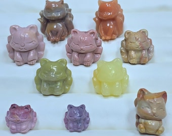 Alashan Agate Ninetail Fox Charm - Carved Bead Alxa