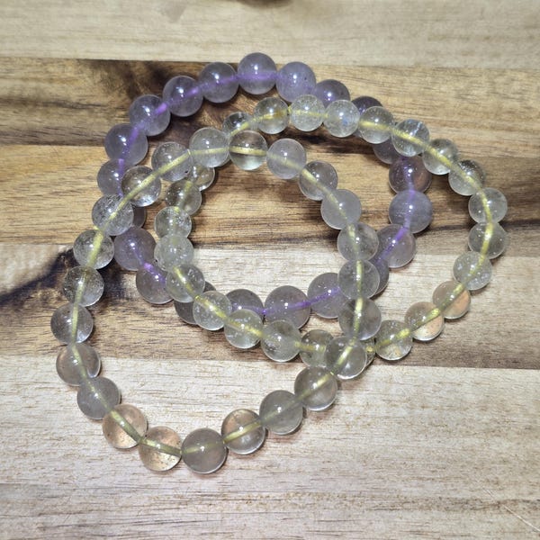 Libyan Glass Bracelet - Purple Yellow Tektite