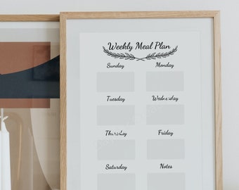 Simple Black and White Meal Planner | Digital Download