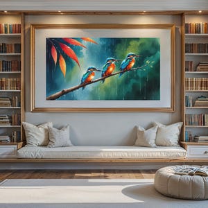 The Barch of Grace – Eisvogel Wandkunst | Vogel Familie Druck | Poster | Serene Wildlife Dekor