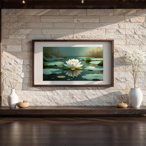 Ensoñación de loto: Arte mural botánico de loto / Impresión de naturaleza zen / Póster de nenúfar sereno / Decoración minimalista espiritual