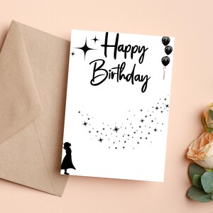 Cartão de aniversário simples e elegante - Download instantâneo