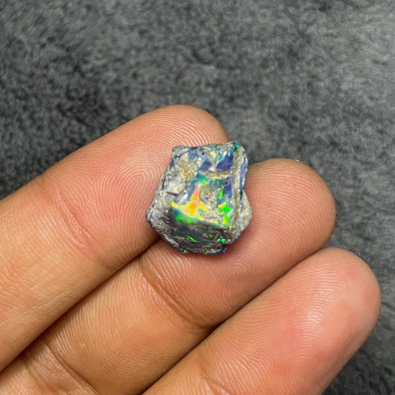 Electric Purple-blue Black Opal Rough [8.10] Ct - Rare Colour Mix ...