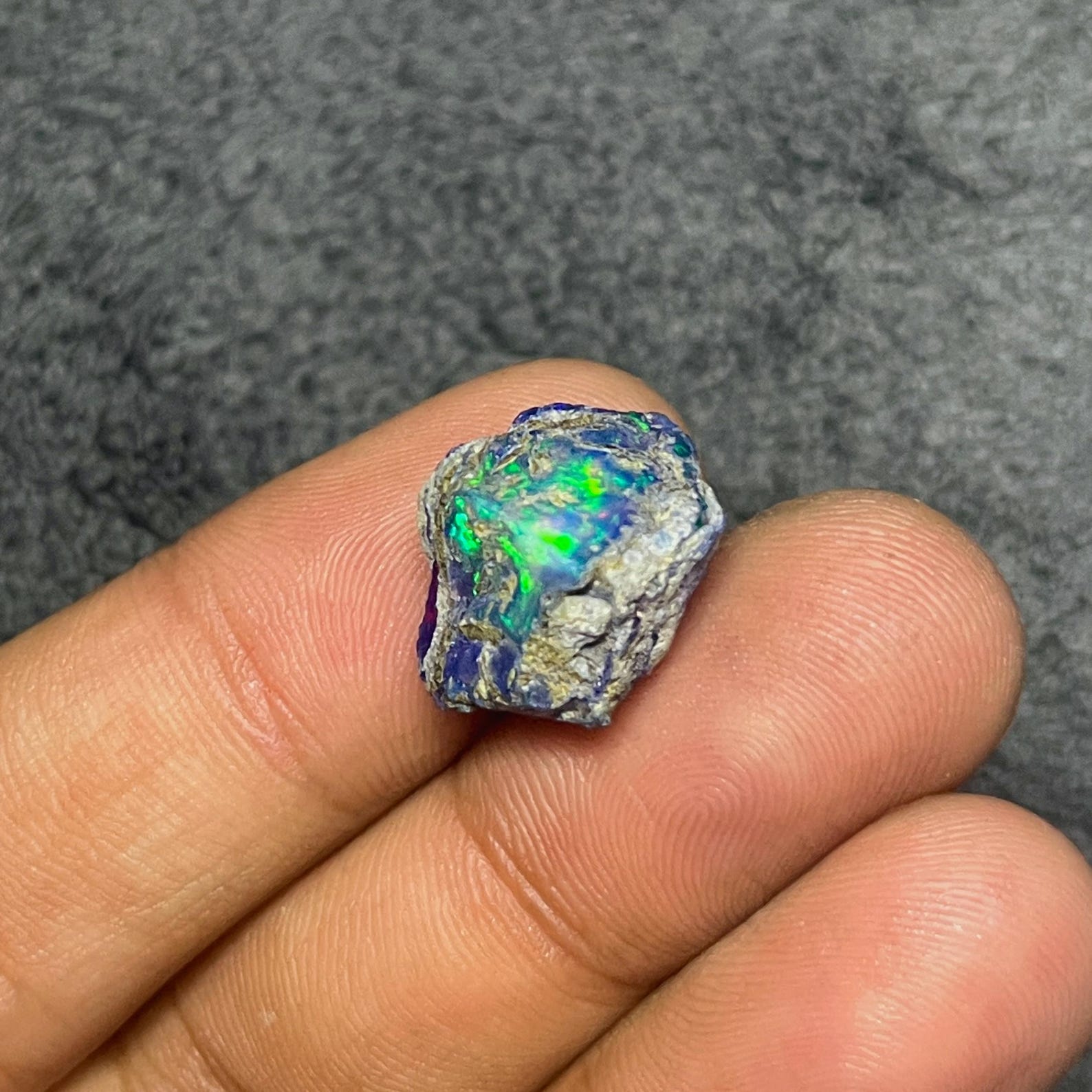 Electric Purple-blue Black Opal Rough [8.10] Ct - Rare Colour Mix ...