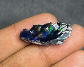 Multi-Fire Honeycomb Pattern Black Opal Rough [13.60] Ct - Rare Ethiopian Raw Specimen - Collector Grade