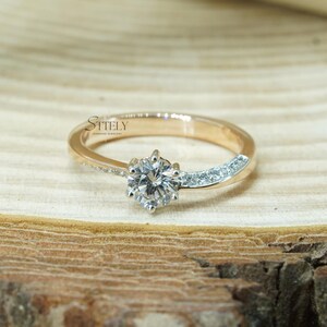 14k Gold Plated Sterling Silve Round Shape Moissonite  Diamond Engagement and Wedding Ring, Dainty Round Engagement Ring , Gift for friend