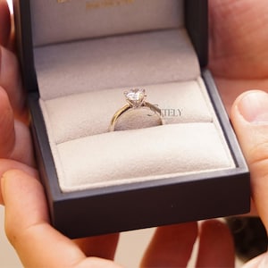 Sterling Silver 6 Prong Simple Round Cut Solitaire Moissanite Engagement Ring, Dainty Wedding Ring For Women, Minimalist Jewelry