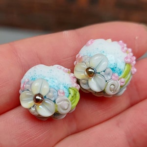 Flora - Earring Pair - Handmade glass bead - lampwork glass bead