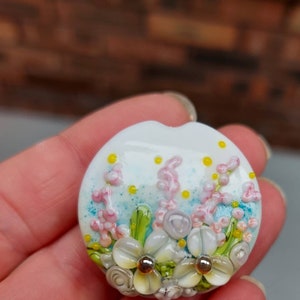 Flora - floral focal bead - Handmade glass bead - lampwork glass bead