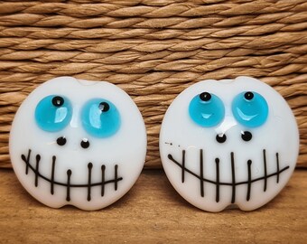 Turquoise Halloween skullies - lampwork glass beads - UKhandmade