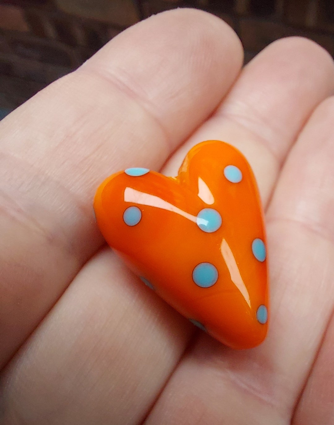 Puffy Heart Bead Assorted Colours Handmade Lampwork Glass Heart Bead Etsy