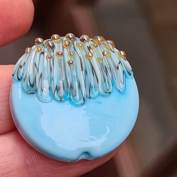 Blue Ombre Floral Bead - Lampwork Beads - UKhandmade