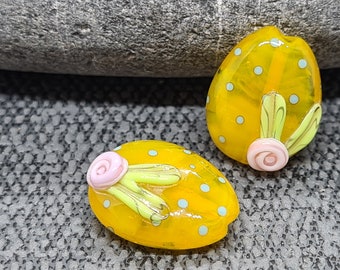 Polkadot Paasei Kraal Paar - Lampwork Glaskralen - UKHandmade