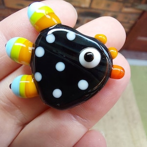 Spotty Chook - handmade lampwork glass chicken beads