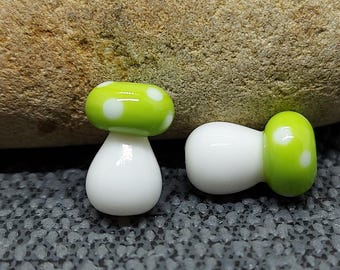 Spring toadstools - handmade lampwork glass mushroom beads