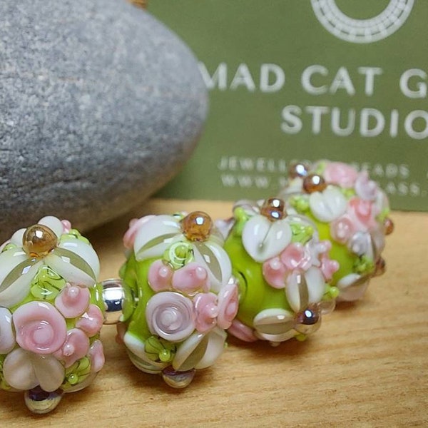 Lampwork Beads /Made To Order / Lampwork Rondelle Bead Set / SRA / OOAK / jewelry supplies / jewelry making