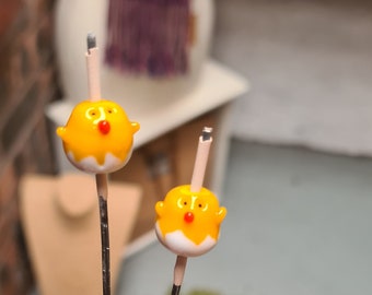 Paar kleine lentekuikens - handgemaakte lampwork glaskralen