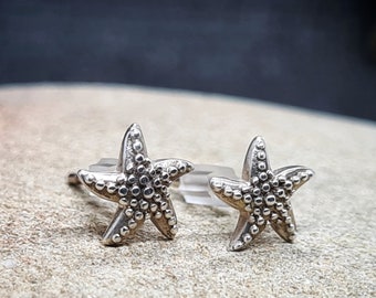 Sterling silver starfish stud earrings - handmade glass - uk handmade - beach style