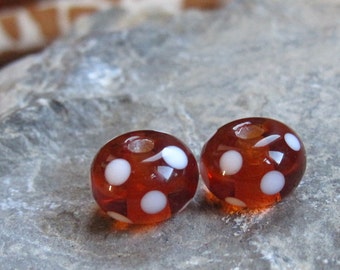 Dotty Amber Earring Pair - Made To Order - British Lampwork - SRA