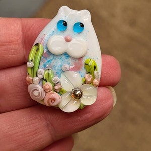 Cottage Garden Kitty Focal Bead - lampwork glass beads - UKhandmade