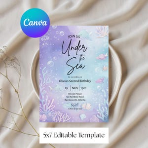 Under the Sea Birthday Invite, Ocean Invite, Sea Creature&#39;s Invite, Under the Sea Invite