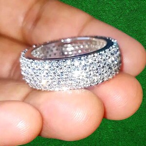 Natural Tester Pass Moissanite Round Wedding Engagement Ring Solitaire Ring 14K White Gold Plated 925 Sterling Silver, Anniversary Ring