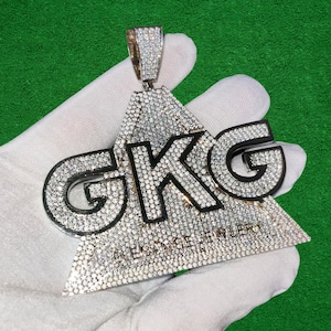 Round Cut Simulated Diamond Pendant 14K White Gold Finish. Hip Hop Pendant, Custom Any Name Pendant,925 Sterling Silver, For Party Wear
