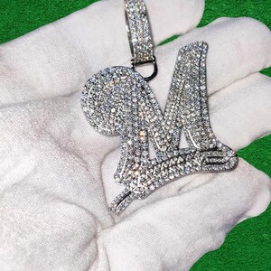 Round Cut Simulated Diamond Pendant 14K White Gold Finish. Hip Hop Pendant, Custom Any Letter Pendant,925 Sterling Silver, For Party Wear