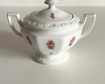 Vintage Porcelain Sugar Bowl Candle | Romantic Floral Gold Trim Rosenthal Maria Style