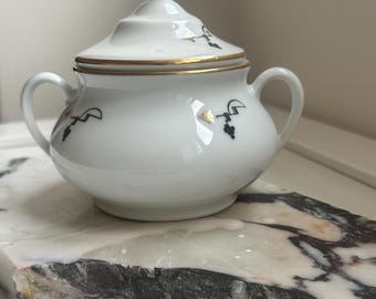 Handmade Nordic Soy Wax Candle in Vintage Porcelain Sugar Bowl | Refillable Cottagecore Decor