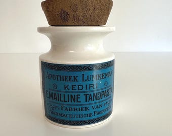 Repurposed Portmeirion Porcelain Apothecary Jar Candle | Vintage Medical Toothpaste Pot
