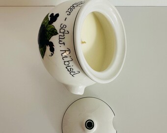 Sustainable Ceramic Vintage Ceramic Jam Pot Candle: Handmade Soy Wax, Refillable Design