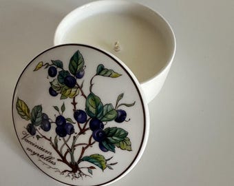 Villeroy & Boch Porcelain Candle – Botanical Bilberry Design | Vintage Style Decorative Candle | Reusable Ceramic Cup